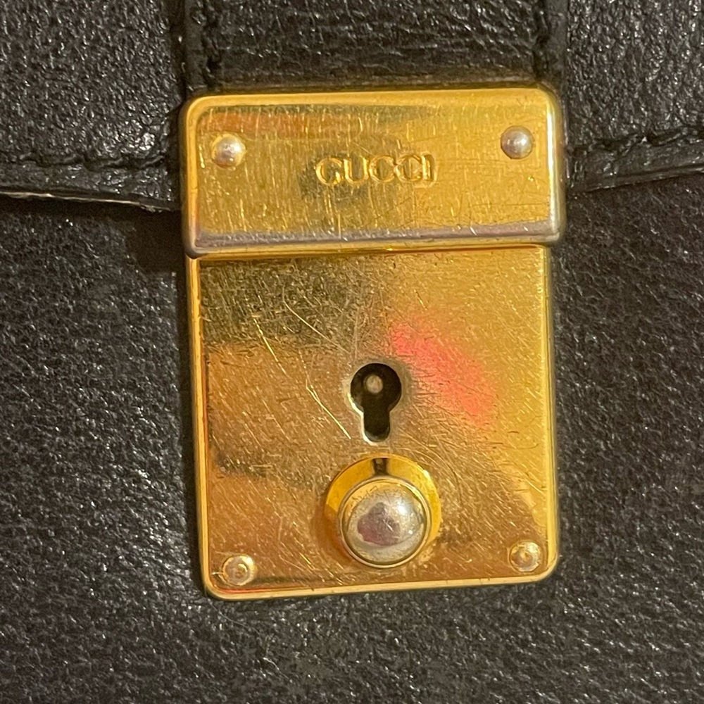 Gucci Vintage Black Leather Clutch 1980s 1990s Purse Designer Handbag - Picture 4 of 16